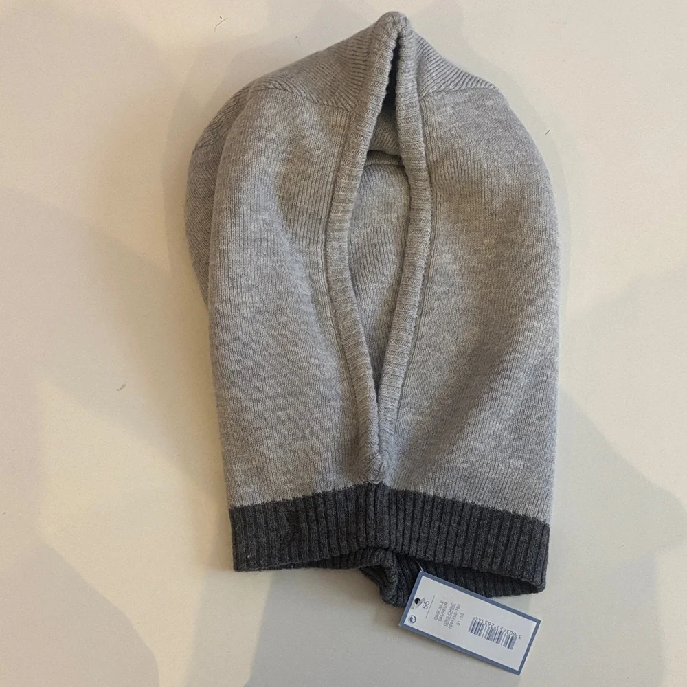 Jacadi Light Gray Knit Balaclava with Dark Gray Trim